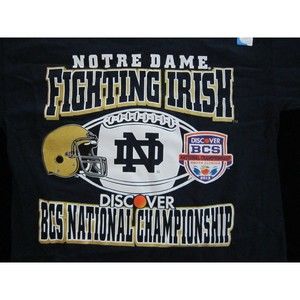 NOTRE DAME FIGHTING IRISH Shirt BCS Youth BOYS Large 14-16 FOOTBALL Blue 2013